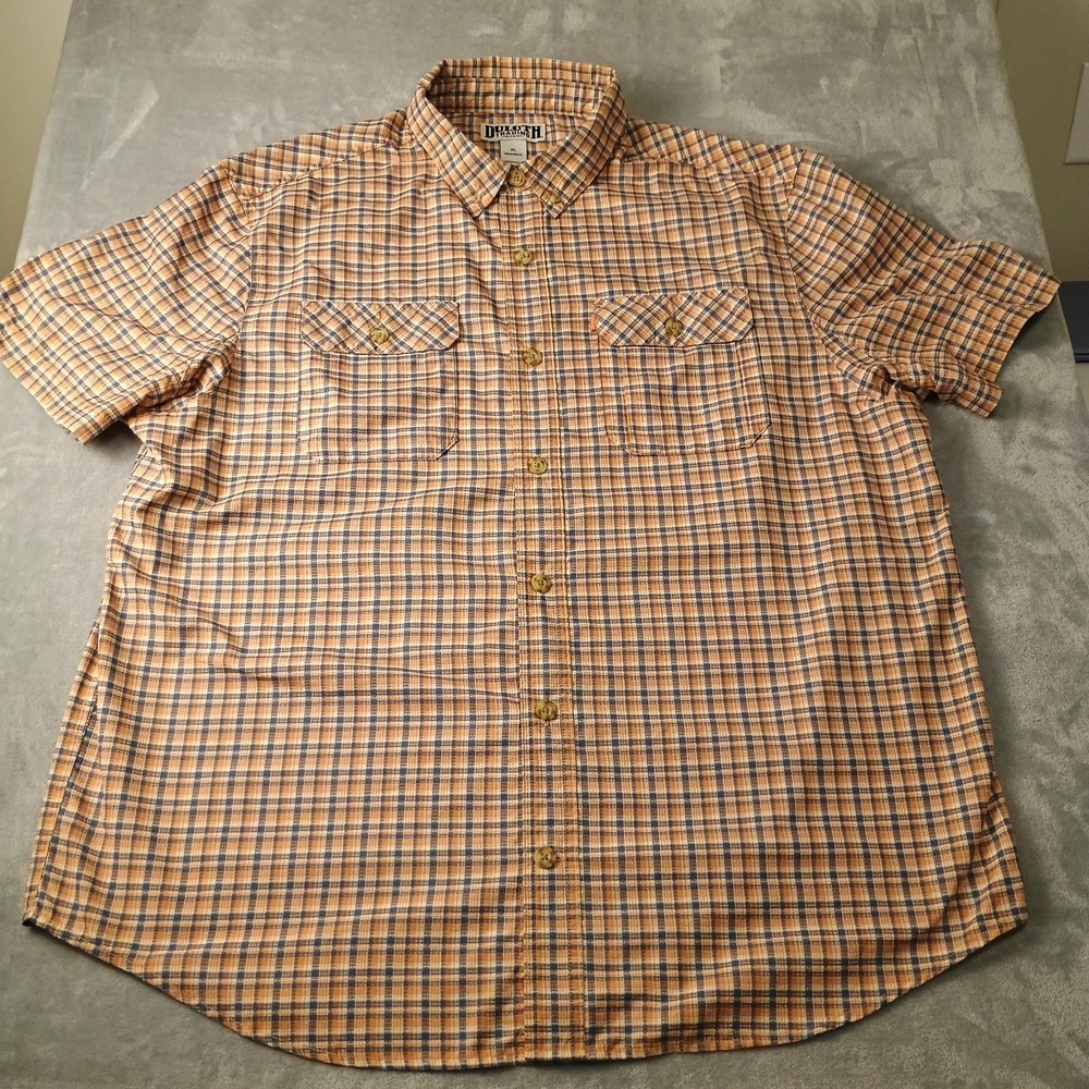 Duluth Trading Co Shirt Mens XL Multicolor Plaid Short Sleeve Button Up Casual